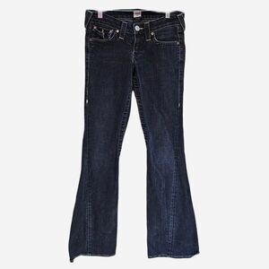 y2k boho grunge true religion dark wash flared jeans 503